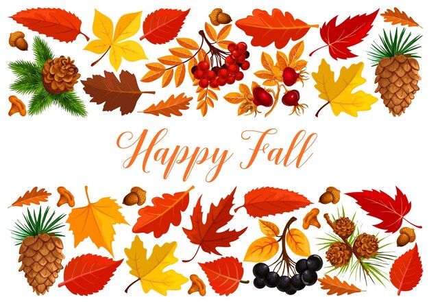 Fröhliches Herbstbanner mit Herbstblattrand