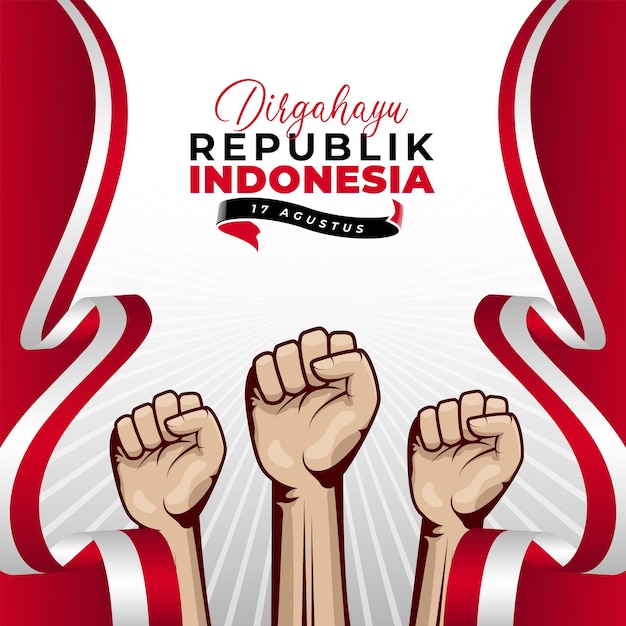 Fröhliches hintergrund-banner-design zum unabhängigkeitstag indonesiens