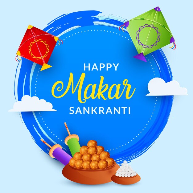 Fröhliches Makar Sankranti Festival mit Drachen