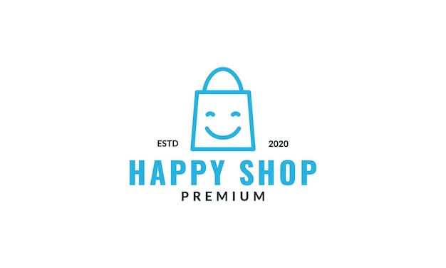 Fröhliches shop- oder shop-bag-lächeln-logo-design