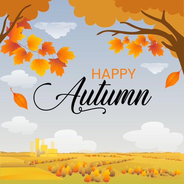 Frohe Herbstsaison Social-Media-Post-Template-Design
