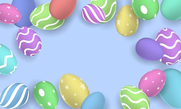 Frohe Ostern Hintergrund. dekorierte Eier glänzen