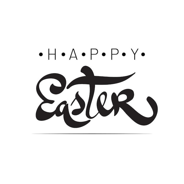 Frohe Ostern-Schriftzug. Schwarz-Weiß-Kalligrafie-Phrase
