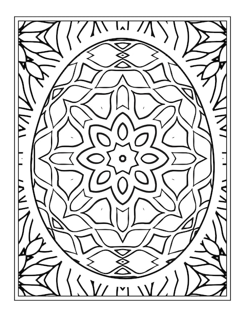 Frohe ostern schwarz-weiß-mandala-blume malbuch für erwachsene