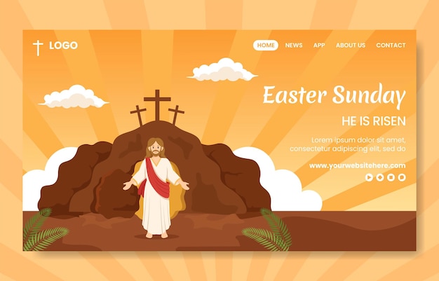 Frohe ostern sonntag tag social media landing page handgezeichnete vorlage hintergrund illustration