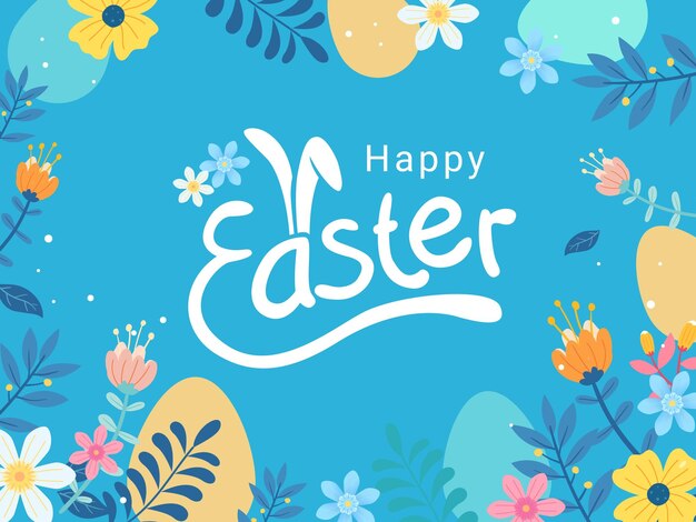 Frohe Ostern Trendige Grußkarte Osterdesign mit Typografie-Hasenohren