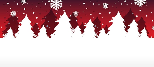 Frohe weihnachten-banner mit leerer weißer kiefernsilhouette