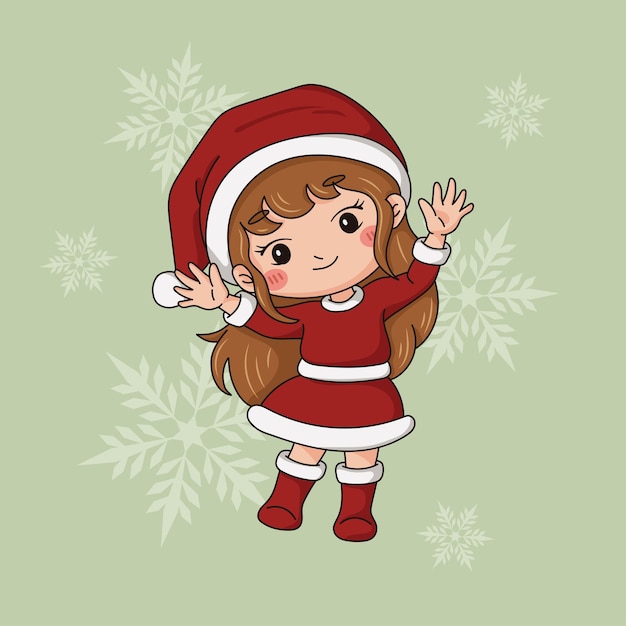 frohe weihnachten cartoon kleines mädchen süßer charakter