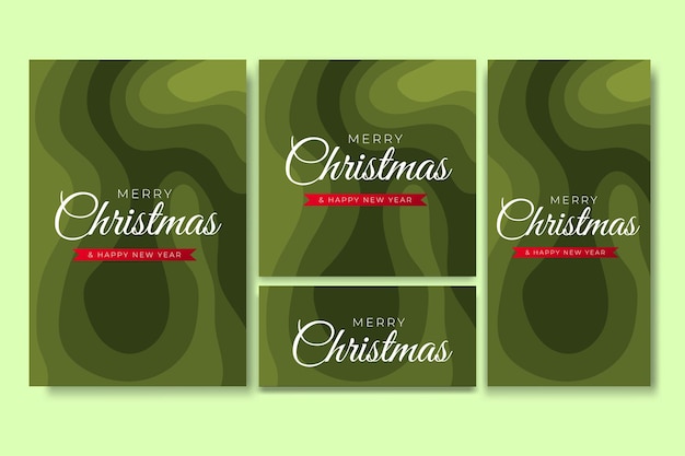 Frohe Weihnachten-Flyer und Social-Media-Bundle-Set mit abstraktem geometrischem Hintergrund