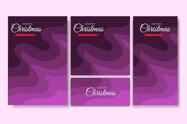 Frohe Weihnachten-Flyer und Social-Media-Bundle-Set mit abstraktem geometrischem Hintergrund