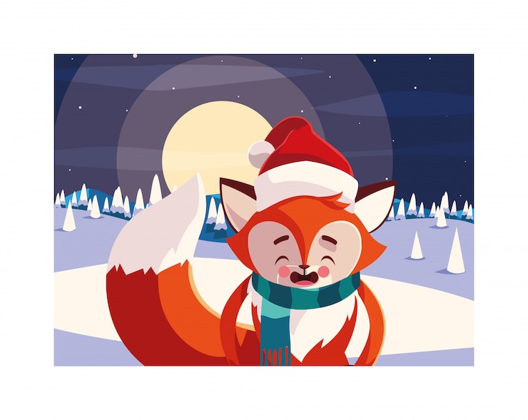 Vektor frohe weihnachten fuchs