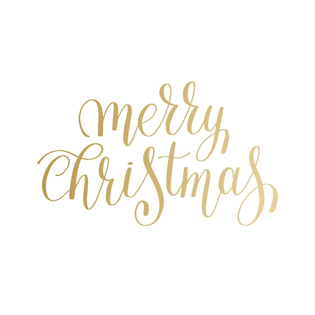 Frohe Weihnachten Gold Logo handgeschriebene Beschriftung Inschrift Urlaub Phrase Typografie