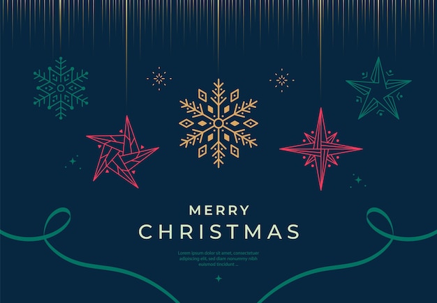 Frohe Weihnachten Grüßkarte Vintage Weihnachtsillustrationen für Feiertag Grafik mit Schneeflocken