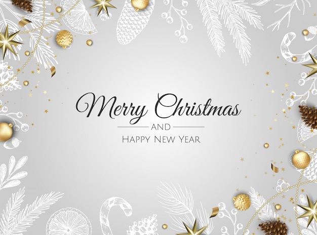 Frohe Weihnachten Hintergrund mit Weihnachtsschmuck