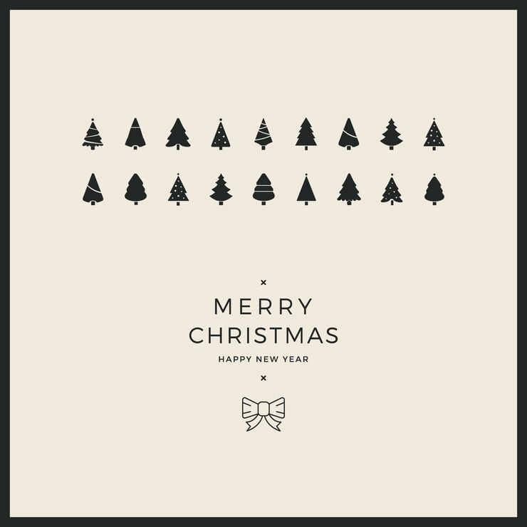 Vektor frohe weihnachten minimale karte bäume band