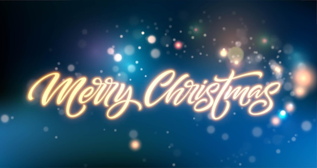 Frohe weihnachten-neon-schriftzug. weihnachtsgrußzeichen. goldenes neonlicht der frohen weihnachten lokalisiert auf schwarzem hintergrund. kalligraphischer weihnachtstext. postkarte, banner-design-element. vektor-illustration