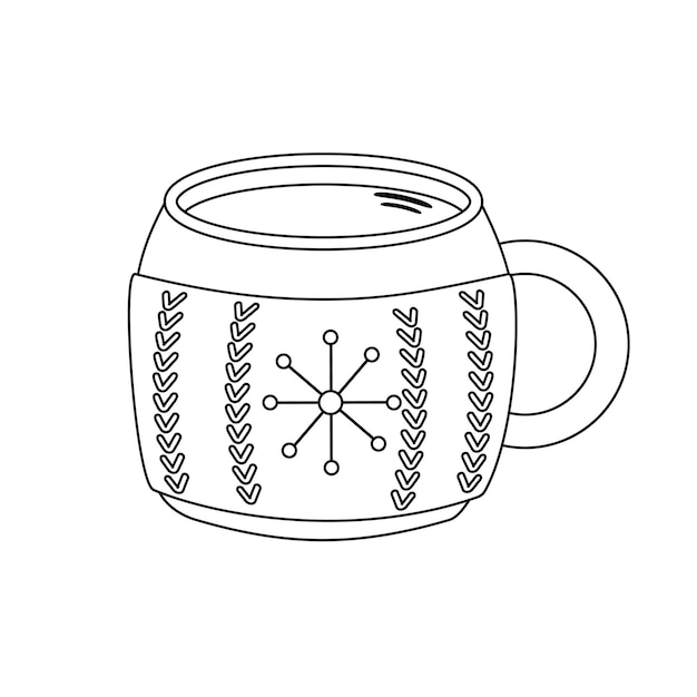 Frohe weihnachten tasse umriss vektor-illustration