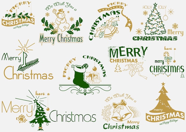 Frohe weihnachten-typografie-set als logo oder embleme