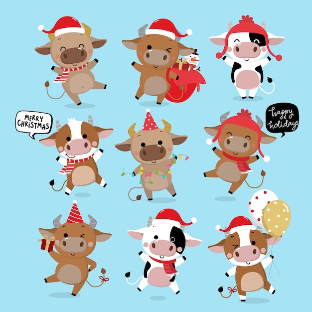 Frohe Weihnachten und ein glückliches Neues Jahr . Das Jahr des Ochsen.