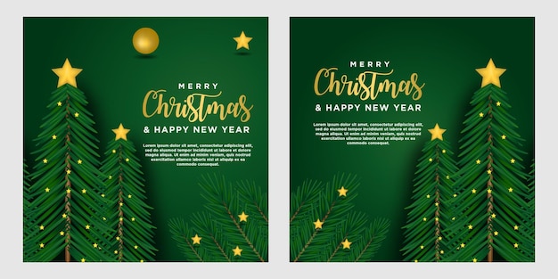 Frohe weihnachten und ein glückliches neues jahr gruß, banner und hintergrund-design-vorlage