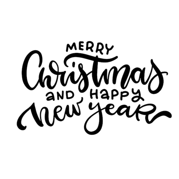 Frohe weihnachten und ein glückliches neues jahr skript hand schriftzug text overlay design template feier ...