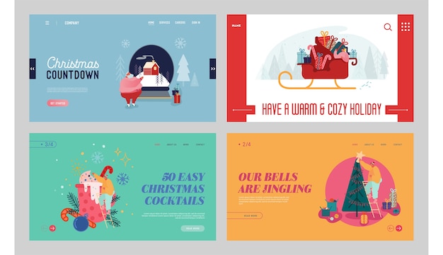 Frohe weihnachten und ein gutes neues jahr website landing page set.