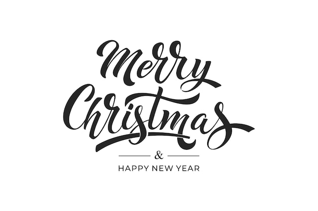 Frohe Weihnachten und frohes Neujahr Handbuchstaben Kalligraphie Vektorferienillustration Element Typographisches Element für Glückwünsche