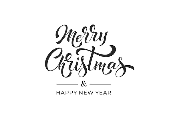 Frohe Weihnachten und frohes Neujahr Handbuchstaben Kalligraphie Vektorferienillustration Element Typographisches Element für Glückwünsche