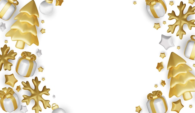 Frohe Weihnachten und frohes Neujahr Hintergrund Weihnachtsbaum Geschenkdosen Weihnachtkugeln Weihnachteelement für Webbanner Grußkartenvorlage Design