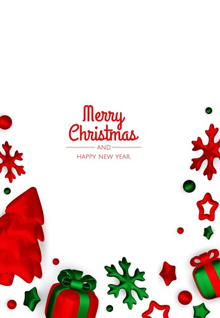 Frohe Weihnachten und frohes Neujahr Hintergrund Weihnachtsbaum Geschenkdosen Weihnachtkugeln Weihnachteelement für Webbanner Grußkartenvorlage Design
