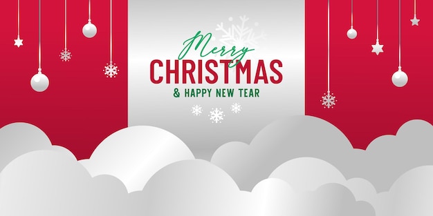Frohe weihnachten und guten rutsch ins neue jahr-grußkarten-fahnenwolke und weihnachtsdekorations-plakat
