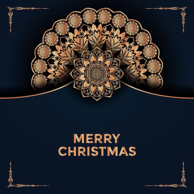 Frohe Weihnachten und guten Rutsch ins Neue Jahr-Mandala-Hintergrunddesign-Premium-Vektor