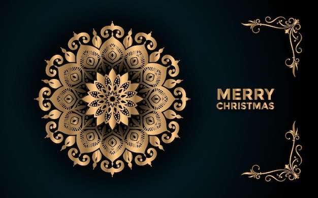 Frohe weihnachten und hintergrund mit dekorativem mandala-abstraktem design premium-vektor