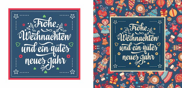 Frohe Weihnachten und Neues Jahr Deutsche Weihnachtstypografiekarte