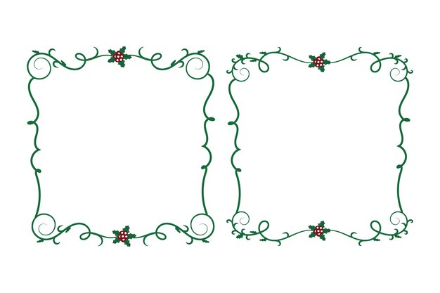 Frohe Weihnachten Winter Holly Blätter Quadratrahmen Beerenblatt Ornament Rahmen Grenze Dekoration