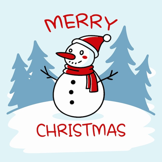 Frohe Weihnachts-Grüßkarte mit Schneemann Schneemann Vektor Weihnachten-Design mit Schneemannen