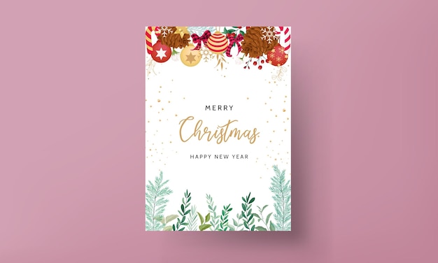 frohe weihnachtskarte mit schönem weihnachtsschmuck