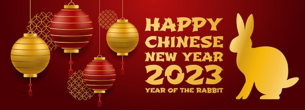 Frohes chinesisches neues jahr 2023 jahr des kaninchens feiertagsbanner webposter flyer und broschüren grußkarten gruppe helle einbände festlicher hintergrund kartenvorlagen vektorillustration