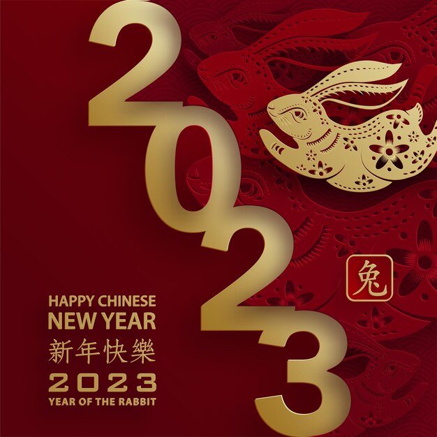 Frohes chinesisches Neujahr 2023 Hasen-Sternzeichen für das Jahr des Hasen