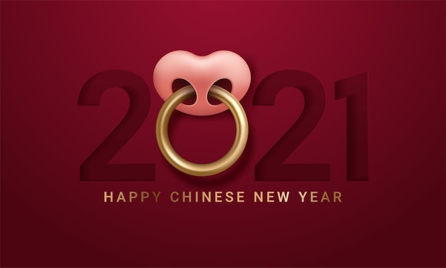 Frohes chinesisches neujahr mit jahr des ochsen 2021. chinesische übersetzung: frohes neues jahr