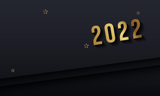 Vektor frohes neues 2022-jahr eleganter goldener hintergrund, goldene linie, tiefer schatten und licht