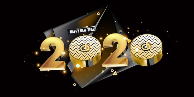 Vektor frohes neues jahr 2020 new year golden shining banner