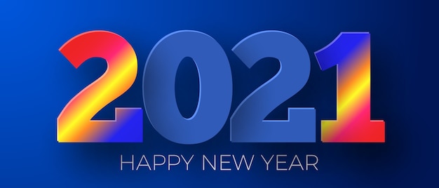 Frohes Neues Jahr 2021 blauer Hintergrund. Grußkartenentwurf.