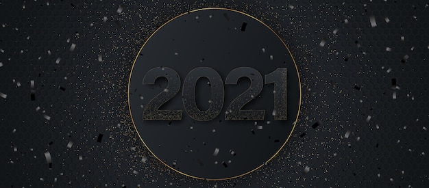 Frohes neues jahr 2021. eleganter goldtext mit licht.