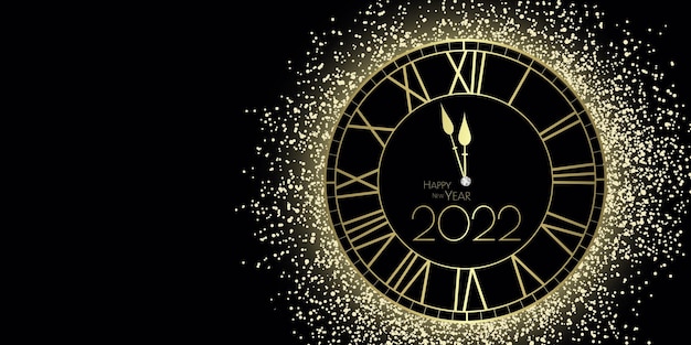 Frohes neues jahr 2021 uhr und glitzerdesign