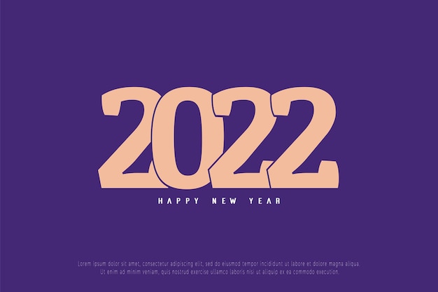 Frohes neues Jahr 2022 auf lila Hintergrund mit gestapelten Zahlen