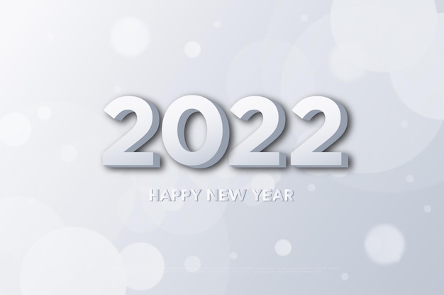Frohes neues Jahr 2022 auf weißem Hintergrund und Zahlen