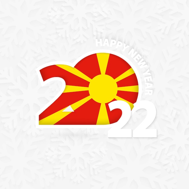 Frohes neues jahr 2022 für mazedonien auf schneeflockenhintergrund.
