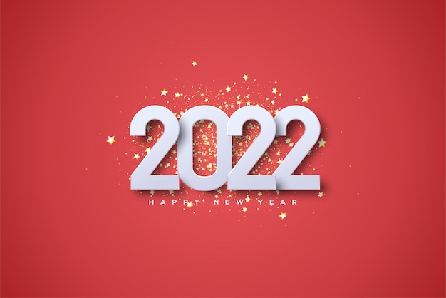 Frohes neues jahr 2022 mit eleganten und sauberen weißen zahlen