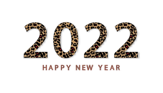 Frohes neues Jahr 2022 mit Leopardenfellhintergrund der Nummer 2022